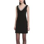 Платье с v-образным вырезом и кристаллами Self-portrait, черный - фото 4