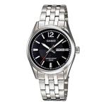 Часы CASIO Quartz Waterproof Stainless Steel Strap Black Analog, черный - фото
