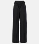 Широкие шерстяные брюки со шнуровкой Jean Paul Gaultier, черный - фото