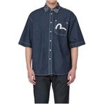 Рубашка мужская джинсовая синяя Evisu, синий - фото 3