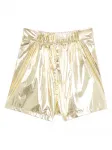 Блестящие ламинированные шорты Patrizia Pepe, золотой - фото 2