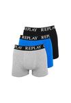 Трусы-Боксеры Trunk style 01/c basic cuff logo в упаковке по 3 шт. Replay, черный - фото