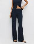 Прямые креповые брюки Pull&Bear темно-синего цвета - фото 2