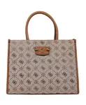 Структурированная сумка-шоппер с монограммой. Guess, бежевый - фото
