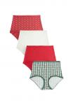 Брифы Next HIGH LEG TRIM FOUR PACK, Red Heart Green Check/Red - фото