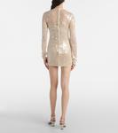 Мини-платье с пайетками David Koma, кремовый - фото 3