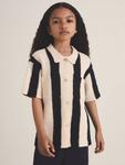 Детская рубашка Clive Cotton Stripe Textured от Les 100 Ciels Reiss, Black - фото