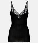 Шелковый топ с кружевной отделкой Saint Laurent, нуар - фото