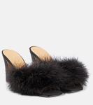 Мюли с перьями Maison Margiela, черный - фото