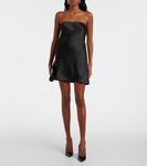 Мини-платье из креп-сатина Norma Kamali, черный - фото 2