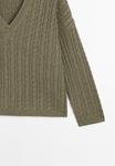 Джемпер Massimo Dutti CASHMERE OVERSIZE V-NECK, Mottled Green - фото 9