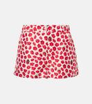 Шорты из шелкового твила с цветочным принтом Versace, White Red - фото
