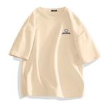 Футболка унисекс MINISO, светло-бежевая (синий сердечок с настроением на груди) - фото 8