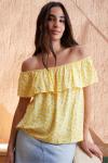 Топ с вырезом «бардо» и рукавами с открытыми плечами Threadbare, желтый - фото