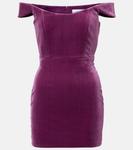 Бархатное платье-корсет с открытыми плечами Alex Perry, Plum - фото