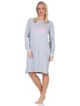 Ночная рубашка NORMANN Langarm Kuschel Interlock Frontprint, цвет grau-mel. - фото 3