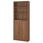 Книжный шкаф с дверцами BILLY/OXBERG IKEA, 80x30x202 см, цвет brown walnut effect - фото