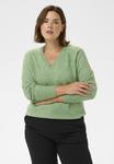 Джемпер Kaffe Curve KCNIELA V-NECK PULLOVER, Sea Spray Melange/Green - фото