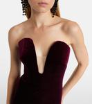 Бархатное платье без бретелек Monique Lhuillier, Merlot - фото 4