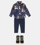 Рубашка из хлопка с оленями Mini Rodini, синий - фото 2