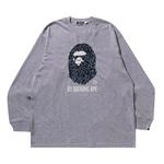 Футболка BAPE Wild Leopard Pattern Relaxed Fit Long-Sleeve Tee, Grey - фото