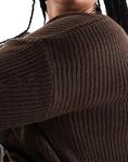 Джемпер с заниженной линией плеч в шоколадном цвете Yours - фото 3