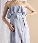 Синий асимметричный платье с рюшами LENA - фото 4