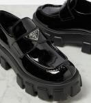 Кожаные монолитные лоферы на платформе Prada, черный - фото 6