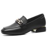 Лоферы женские черные с золотистым шелковым кроликом - фото 2