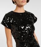 Мини-платье из бархата с пайетками Ganni, черный - фото 4