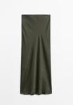 Юбка Massimo Dutti LONG SATIN, Mottled Dark Green - фото 7
