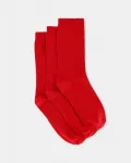 Набор из 3 однотонных носков для девочки Cotton Juice, красный - фото