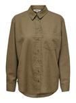 Блуза ONLY Oversized Basic Hemd Leinen Business Shirt ONLTOKYO, цвет Dunkelbraun - фото
