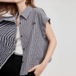 ELLE Рубашка Women's Black White Lapel Moderate - фото 6