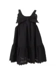 Платье из поплина с бантом Monnalisa, черный - фото