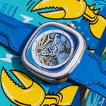 SEVENFRIDAY Часы T Series Automatic Mechanical Movement Unisex Watch Blue Dial Stainless Steel Case Silicone Strap - фото 6