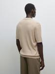 Рубашка-Поло из рубчатого трикотажа Massimo Dutti, бежевый - фото 3