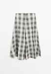 Юбка Massimo Dutti LONG FLARED CHECK, Grey - фото 7