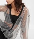 Кардиган из тюля с пайетками Prada, Argento - фото 5