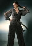 Комбинезон Next Jumpsuit, Gold Sparkle Plisse/Metallic Grey - фото 4