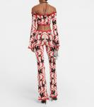 Укороченный топ-бандо с принтом Alessandra Rich, Beige-Multi - фото 3