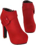 Ботинки Suede Inner Platform Buckle high Heel Barefoot Boots Yundiannao, Red - фото