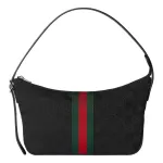 GUCCI Canvas One Shoulder Handbag Small Women's Black - фото 5