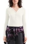 Топ QS Long sleeved top, Ecru/White - фото 5