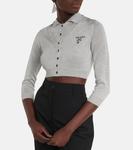 Металлизированный укороченный кардиган Prada, Argento - фото 4