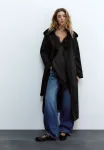 Свободный тренчкот Pull&Bear, Black - фото 2