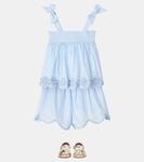 Каскадские хлопковые шорты Zimmermann Kids, Dusty Blue Multi - фото 2