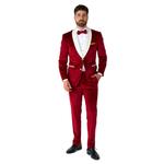 Мужской бархатный костюм новогоднего Санты OppoSuits современного кроя, бордовый - фото
