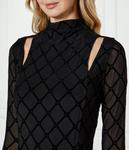 Платье Hugo полупрозрачное с узором, черный - фото 4