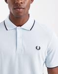 Рубашка-поло Fred Perry с двойным кантом светло-голубого цвета - фото 5